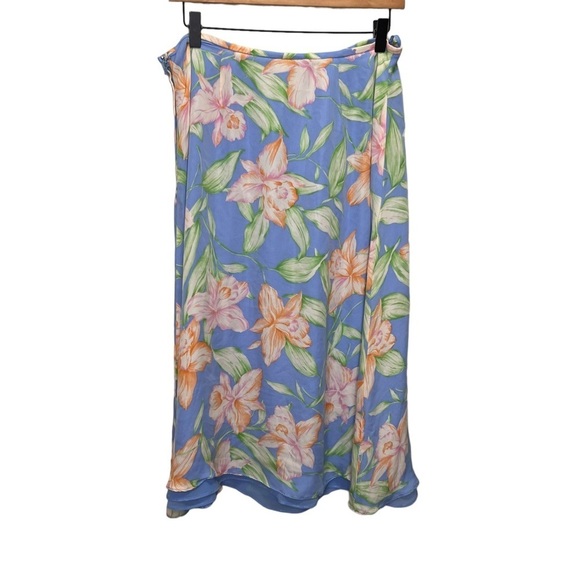 Lauren Ralph Lauren Silk Hawaiian Floral Skirt Size 16 - Picture 1 of 12